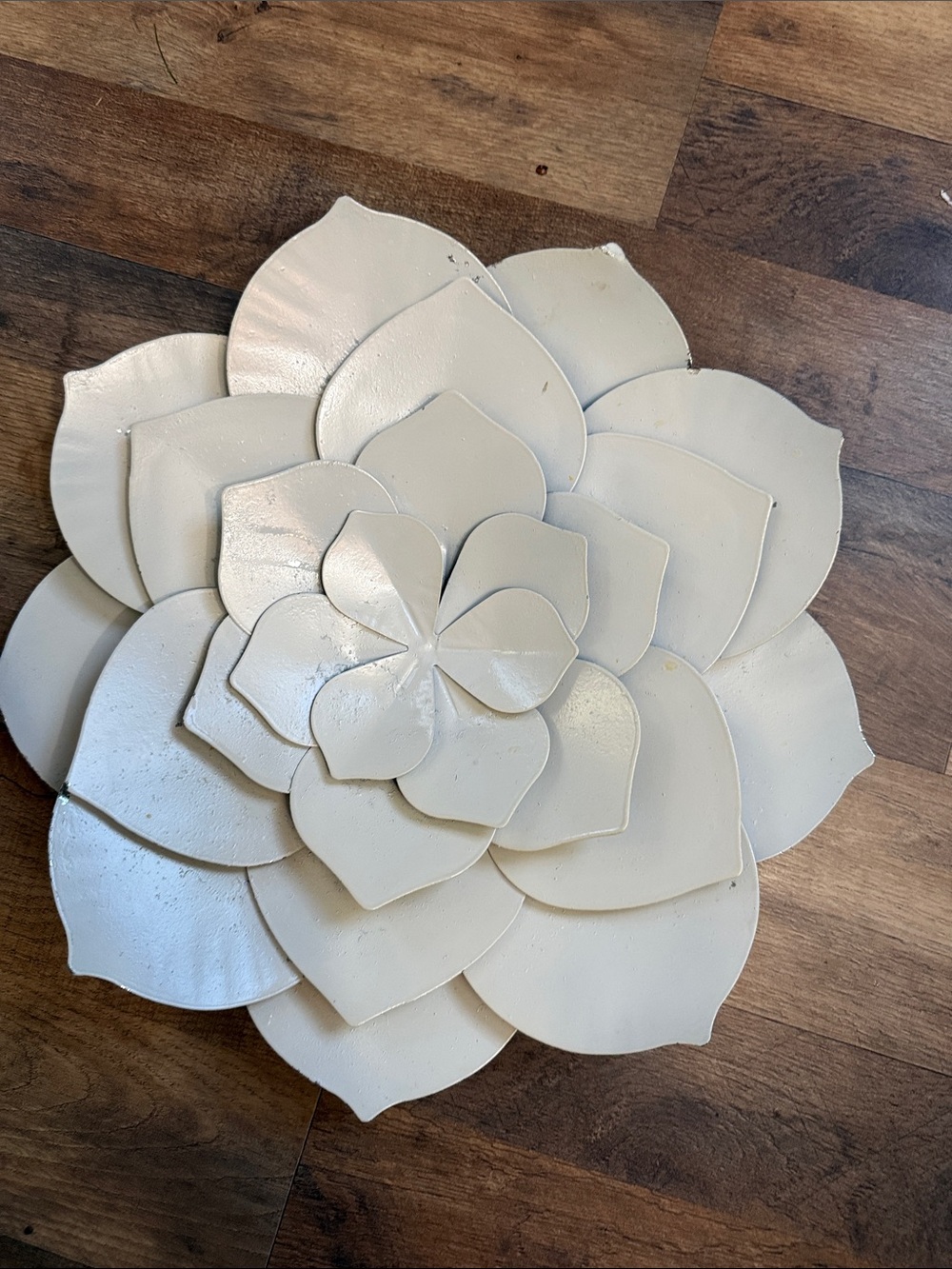 Neutral White Metal Succulent Wall Accent -
